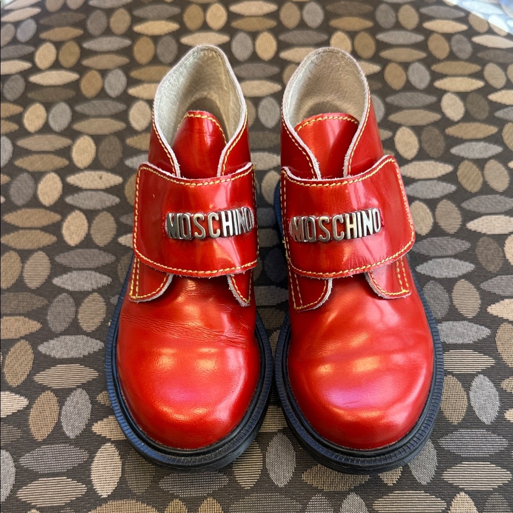 Moschino Kids Shiny Red Boots